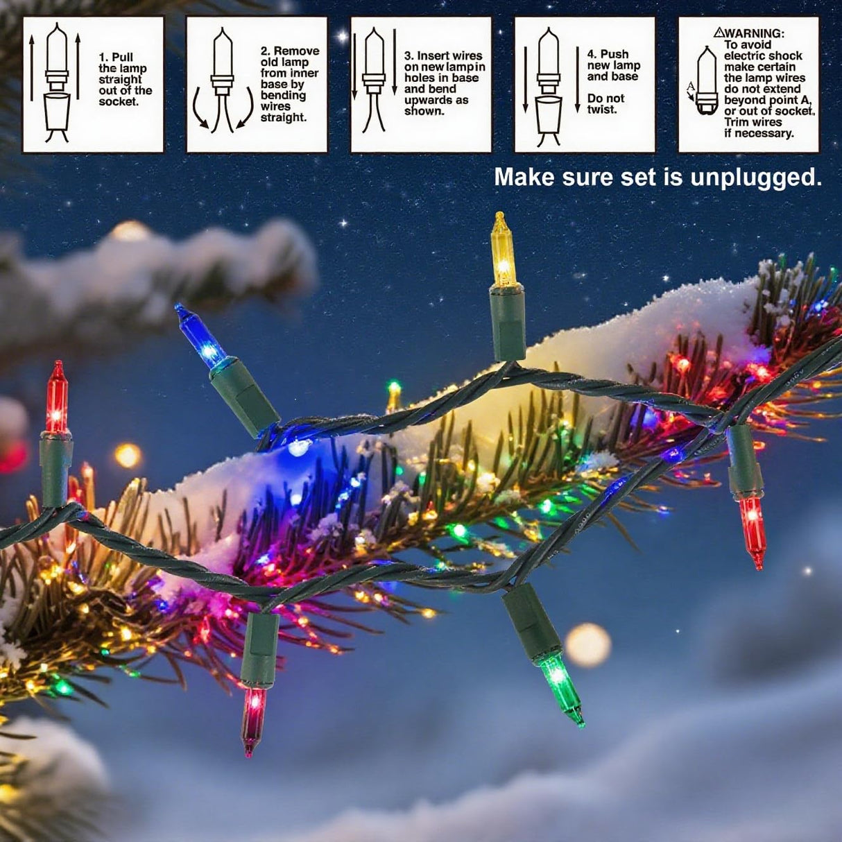 Watereem 3 Pack Multicolor Christmas String Lights, 100 Count Each, Incandescent Mini Christmas Lights, Connectable Xmas Tree Light for Indoor Outdoor Garland Birthday Holiday Wedding Festival Party