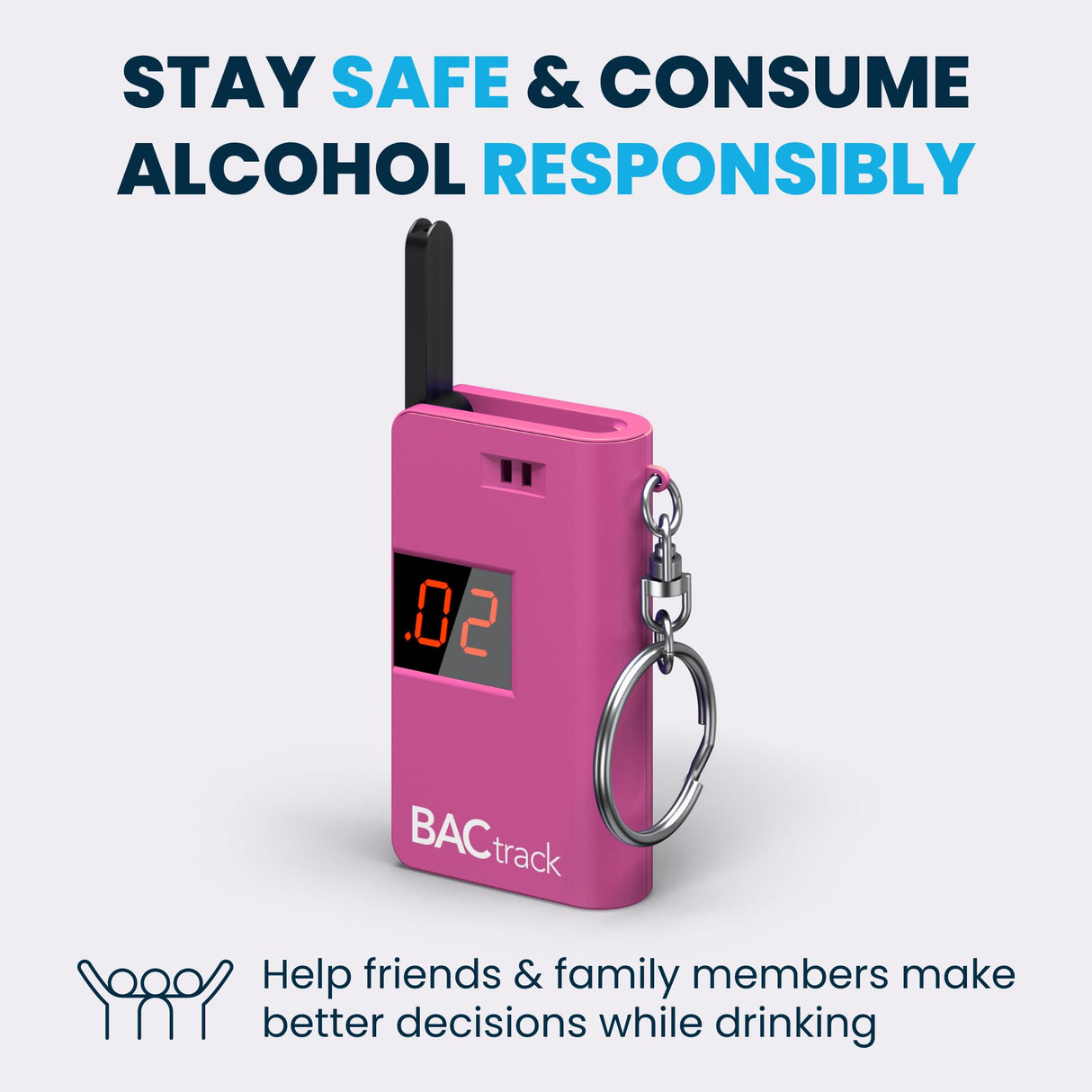 BACtrack Keychain Breathalyzer (Pink) | Ultra-Portable Pocket Keyring Alcohol Tester for Personal Use
