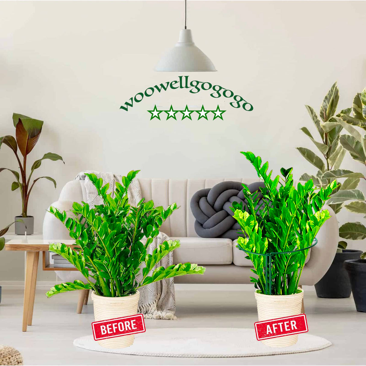 WooWellGoGoGo Snake Plant Support Stake - Half Round Peony Stake and Support, Heavy Duty Hydrangea Support Cage, Half Moon Houseplant Support Ring for Potted Indoor Plants (4 Pack, 14x8Inch)