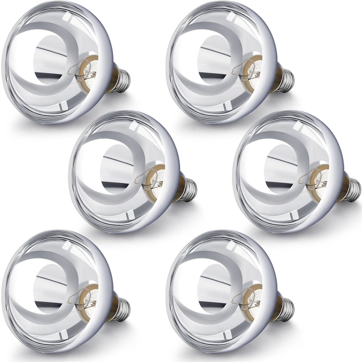 VIHOSE 6 Pack 250 Watt Heat Lamp 120v R40 Heat Lamp Bulbs Glass Incandescent Light Bulbs Incandescent Heating Lightbulbs for Reptiles Chicks Food Puppies Bathroom, Use E26 Base (Silver)