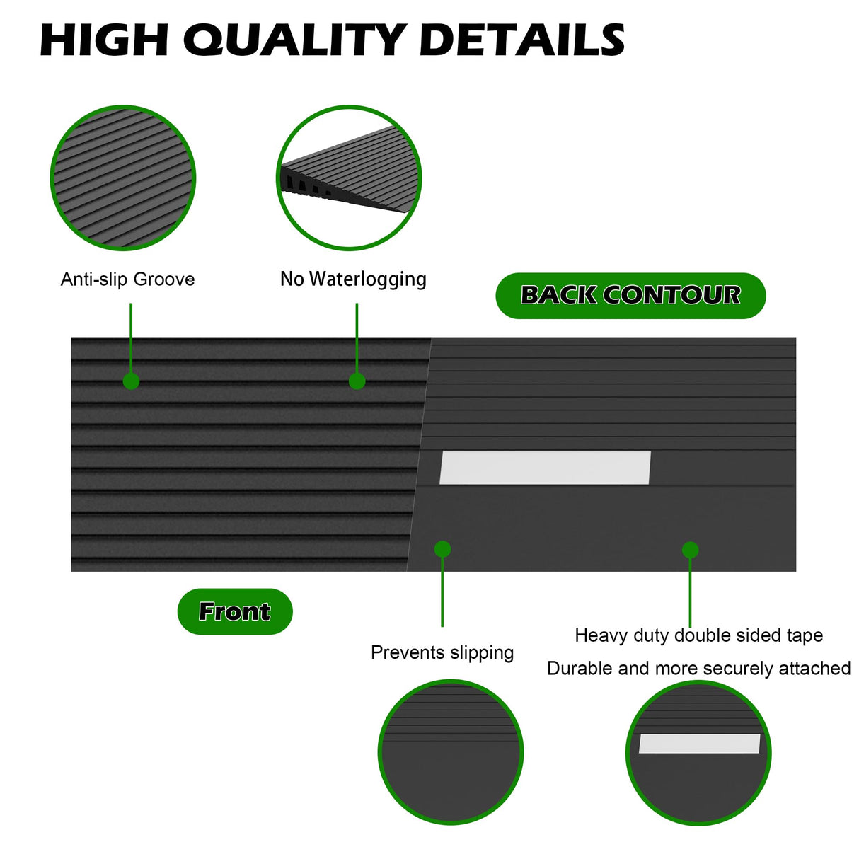 Nuvium 0.6" Rise Threshold Ramps for Doorways, 2000 Lbs Load Capacity, 35.5" Wide Natural Rubber Power Wheelchair Ramp is Adjustable and Cuttable for Doorways, Curb, Sweeper, Power Scooters, Bathroom
