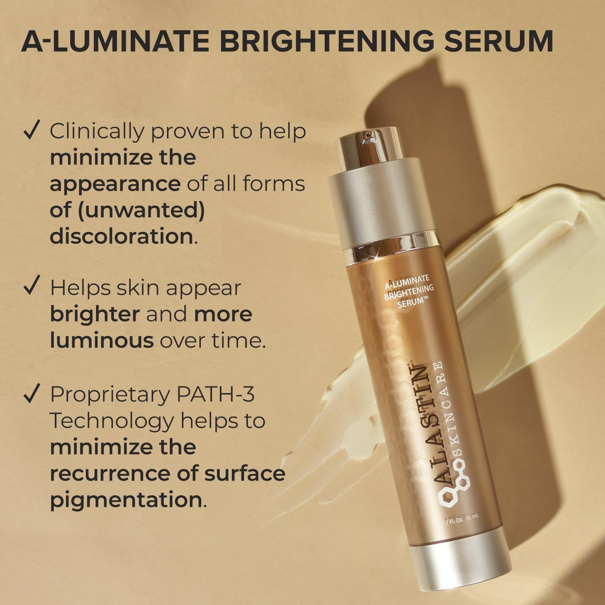 ALASTIN Skincare A-LUMINATE Face Serum (1.7 oz) | Anti-Aging Formula Helps Minimize Fine Lines & Wrinkles | Reduce Dark Spots, Uneven Tone, Hyperpigmentation