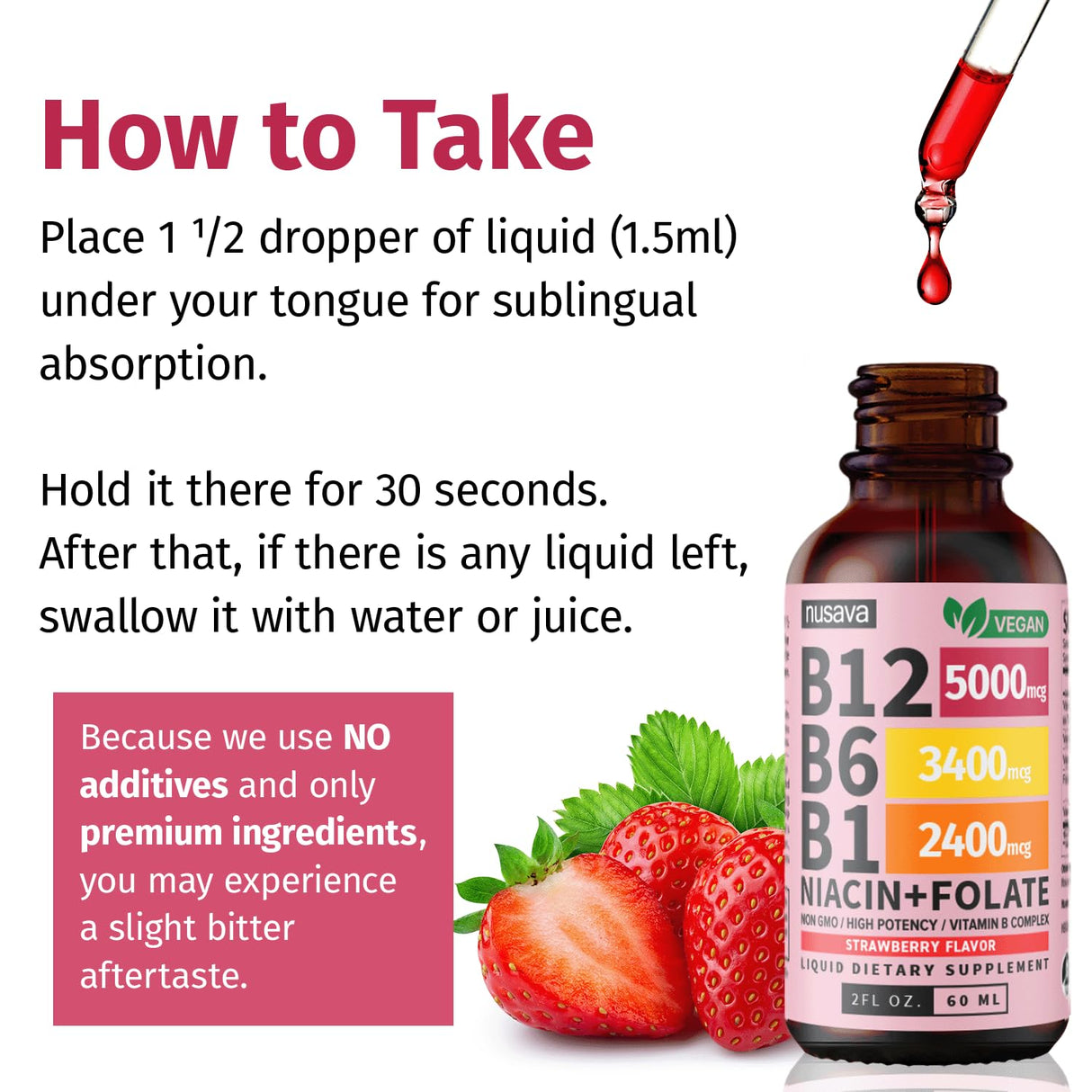(4 Pack) Vitamin B12 and B6 Liquid Drops, B12 Sublingual Vitamin B Complex - B 12 Vitamin 5000mcg - B12 Methylcobalamin for Energy, Brain, and Heart Support with 27,200 mcg, Strawberry, 80 Servings