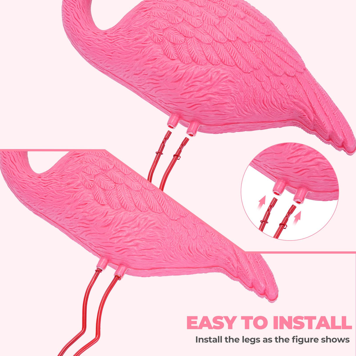 Ohuhu Family Flamingo Yard Ornaments, Set of 3 (32", 31", 19"), Pink
