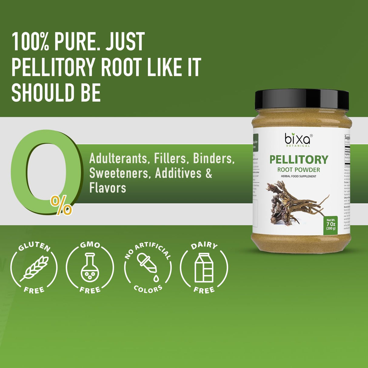 bixa BOTANICAL Pellitory Root Powder | Anacyclus pyrethrum/Akarkara | Ayurvedic Herbal Supplement | 200 GMS / 7 OZ | Gluten Free, Non-GMO, Steam Treated, Vegan, 100% Pure.
