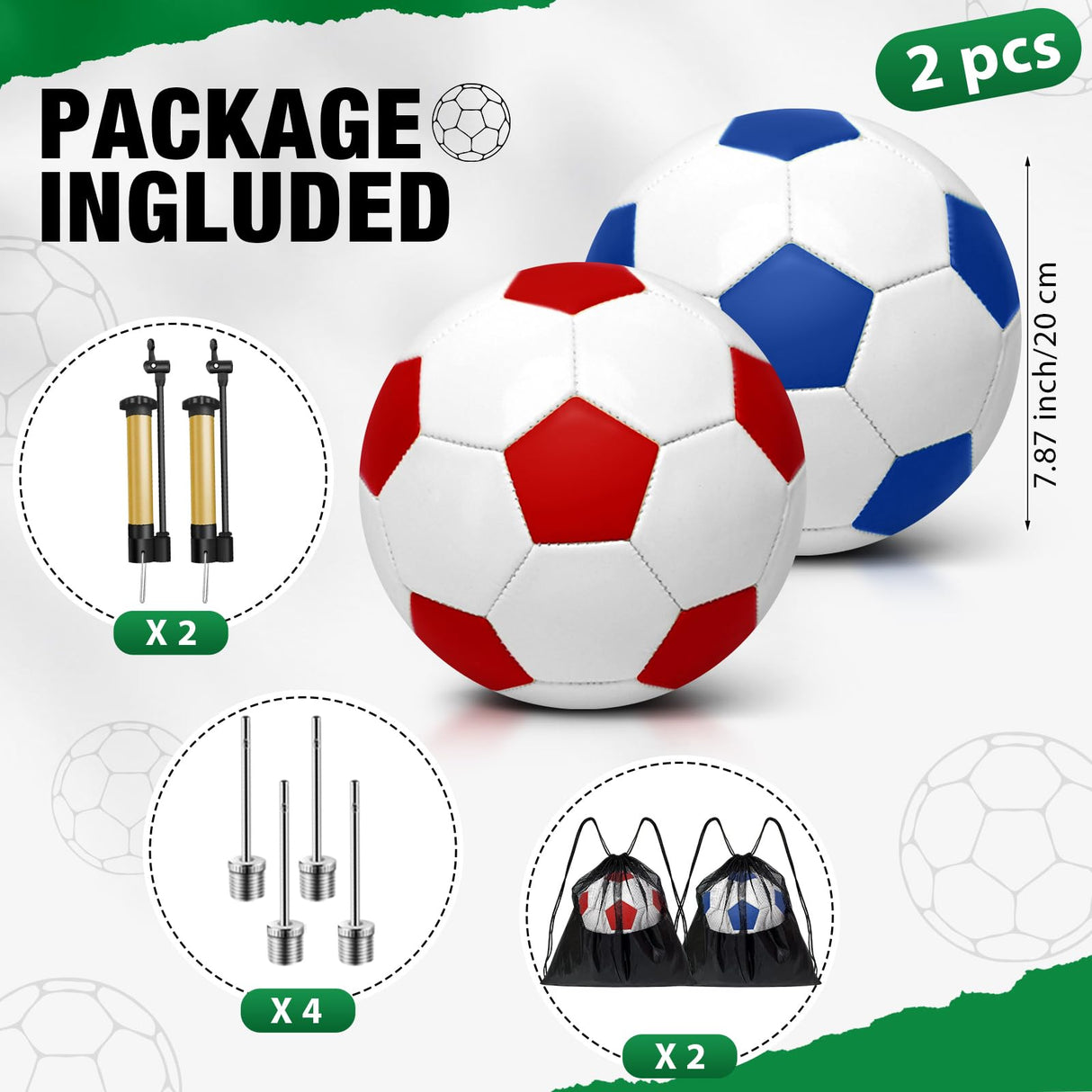 yasuwekik 2 Pack Operation Christmas Deflated Soccer Ball with Pump for Child Size 3,Size 4,Size 5 (Color, Size 4)