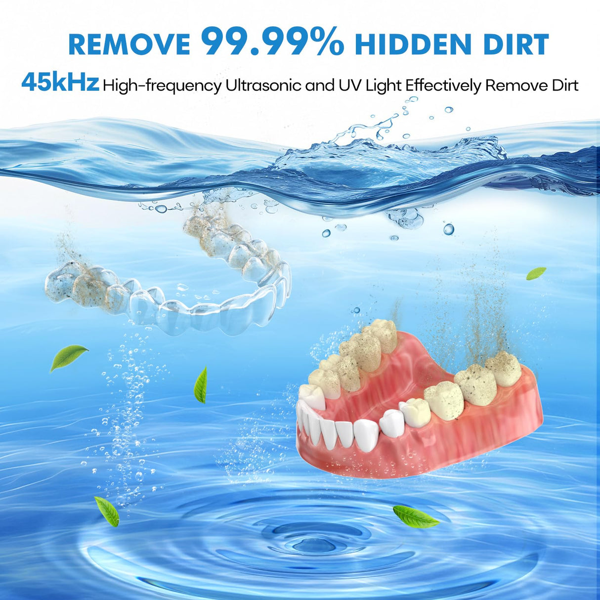 Upgraded Ultrasonic Retainer Cleaner Machine, 45kHz Ultrasonic Dentures Cleaner for Night Guards, Braces, Aligner, Toothbrush, Jewelry and More, 200ML Capacity, Black