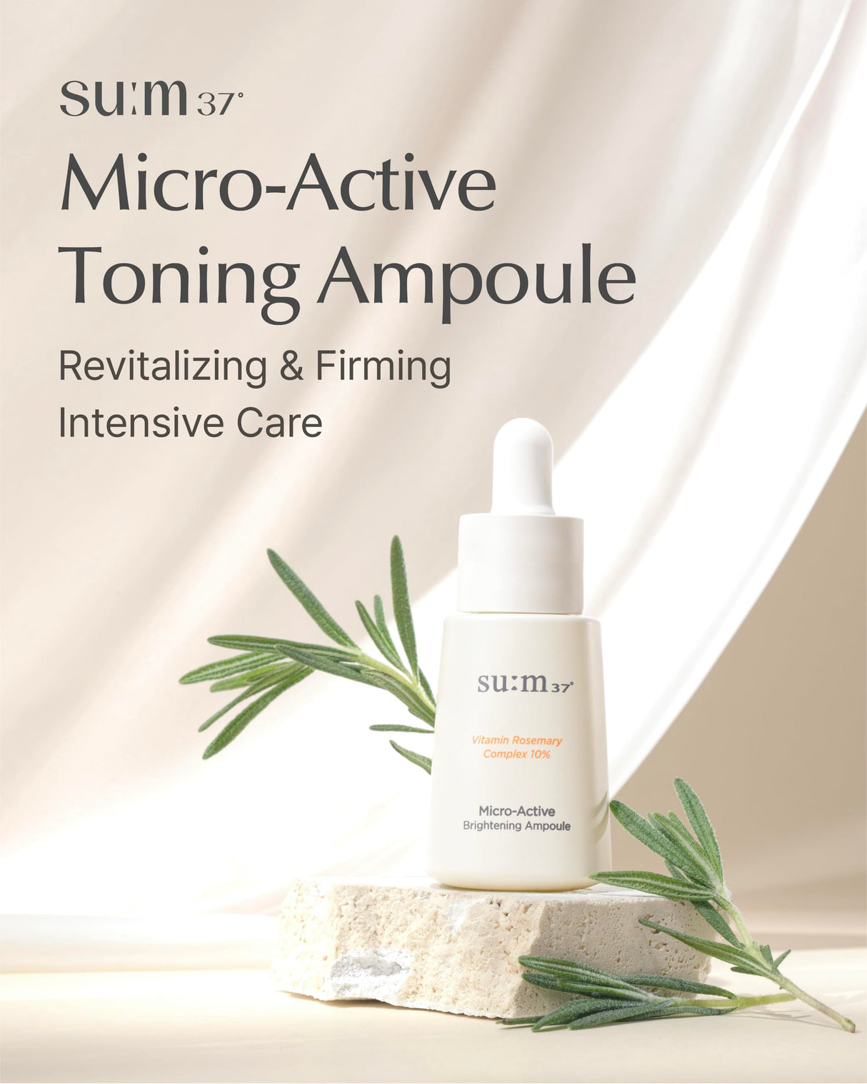 SU:M Micro-Active Calming Ampoule (0.5 fl oz) - Soothing Serum for Redness & Uneven Skin Texture, Provides Quick Relief for Sensitive Skin, Herbal Scent, Korean Skin Care