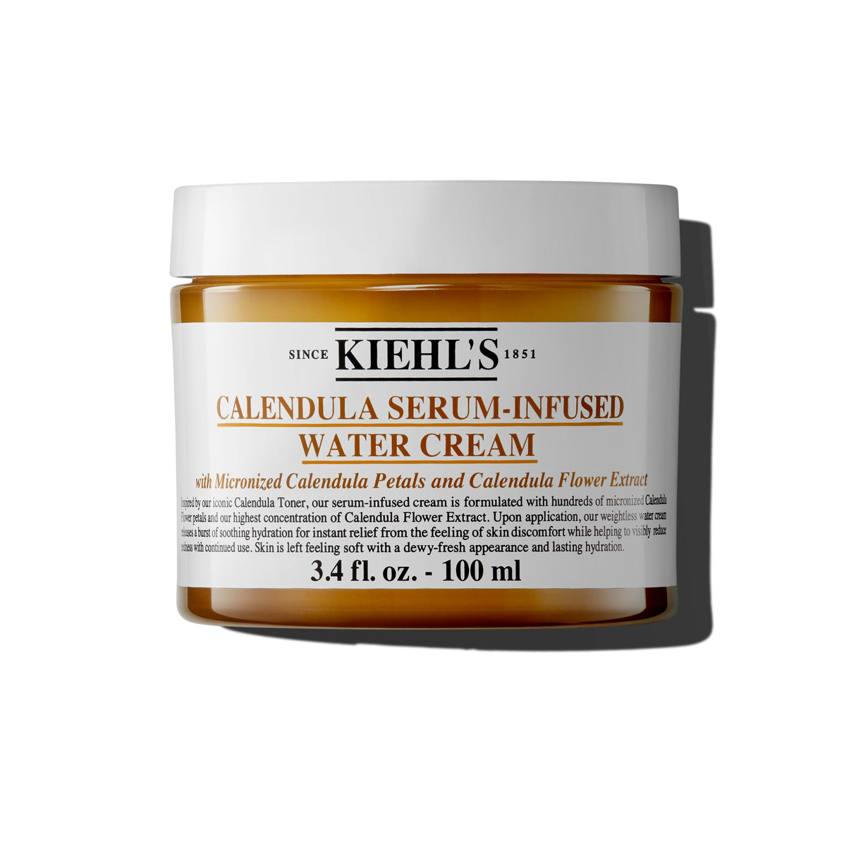 Kiehl's Calendula Serum Infused Water Cream, Soothing Gel Moisturizer for All Skin Types, Visibly Evens Skin Tone & Boosts Radiance in 1 Week, 24HR Hydration, Reduces Redness - 3.4 fl oz