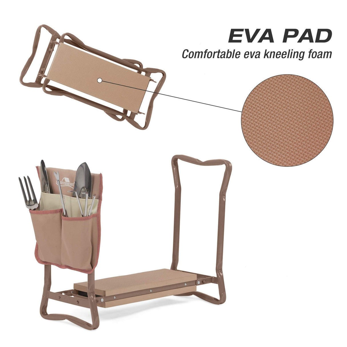 Clarfey Garden Kneeler and Seat, Garden Folding Bench with Tool Pocket, Garden Gloves and Soft EVA Kneeling Pad