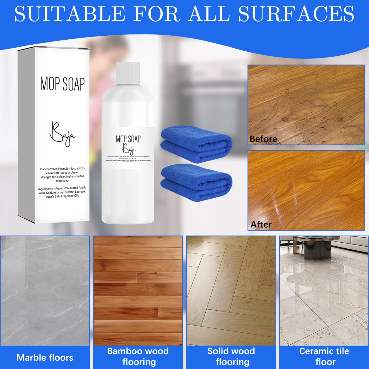 DOUNIU Mop Soap Brazilian Waves, Mop Soap Scented, Luxury Mop Soap, Mop Soap For Floor Cleaning (120ml)