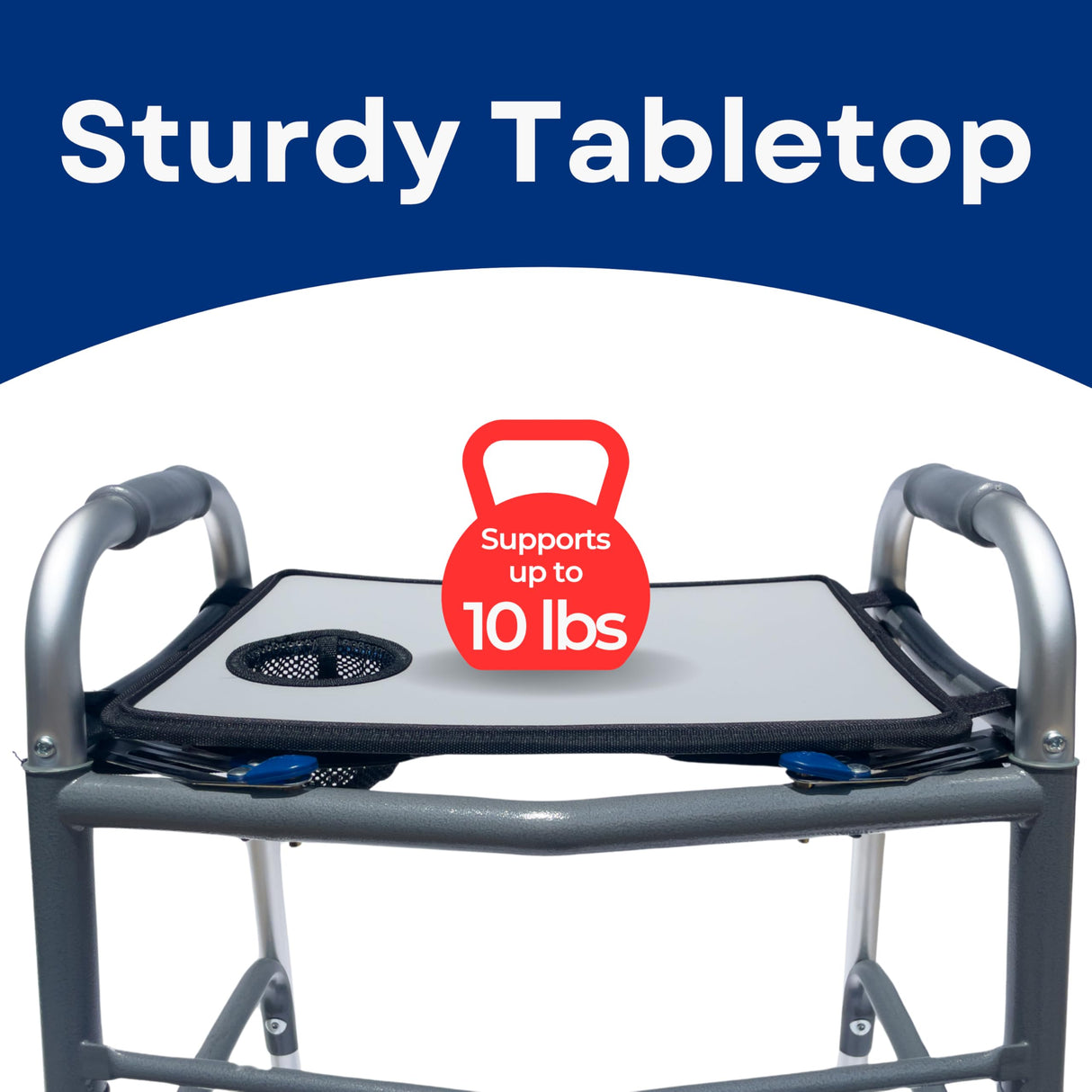 RMS Walker Tray with Cup Holder, fits Most Standard Folding Walker, Mobility Walker Accessories and Medical Table for Seniors or Individuals with Disability