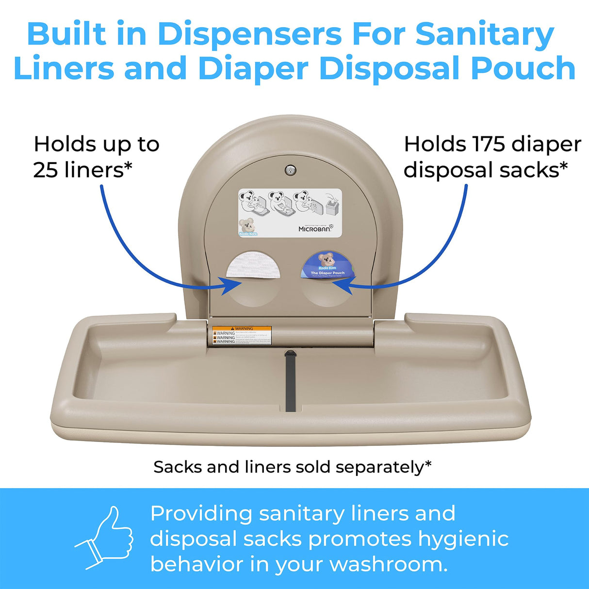 Koala Kare Surface-Mounted Horizontal Baby Changing Station, Model KB300-00 (Beige)