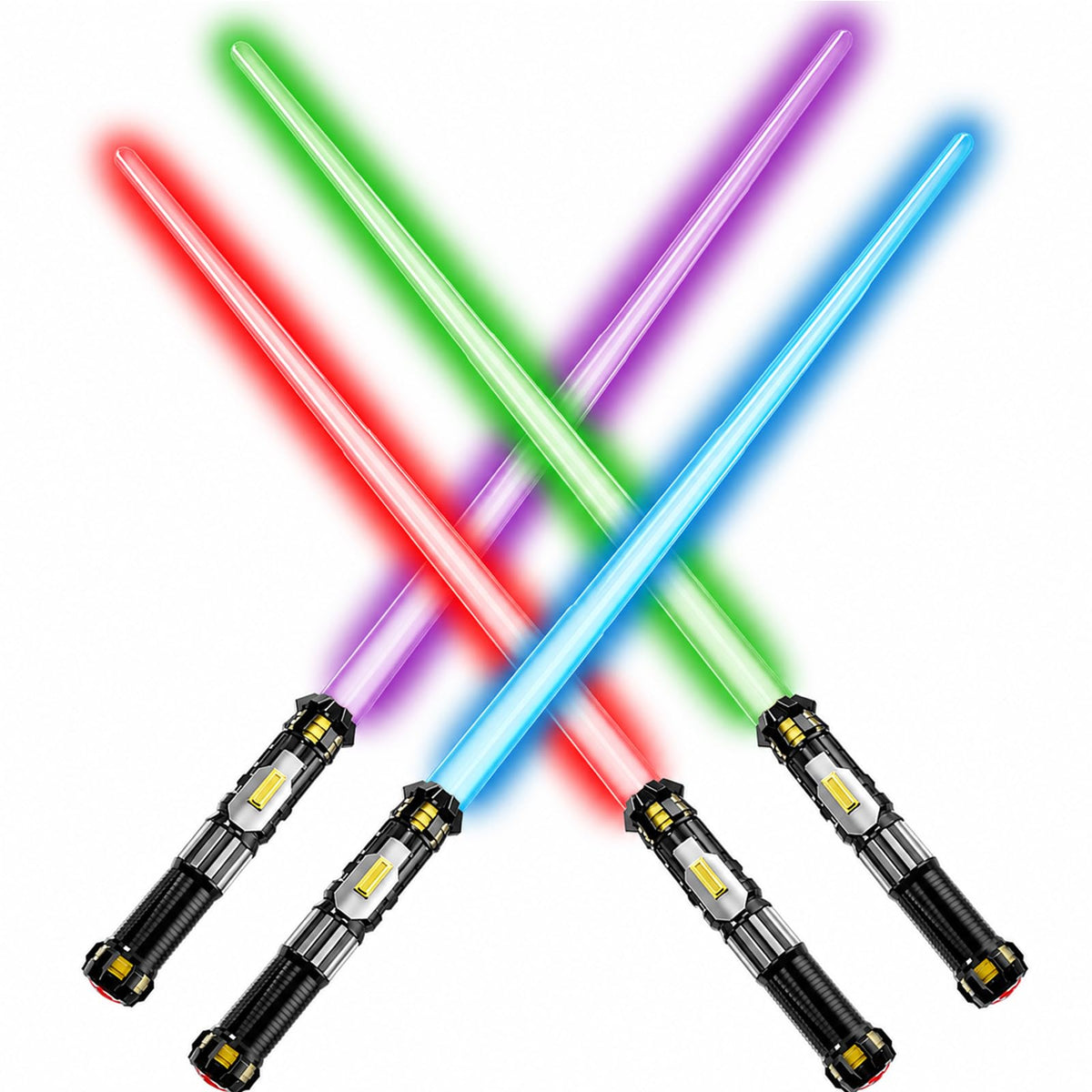 4 Pack Light up Sword with FX Sound (on-Off Control) and Retractable Handle