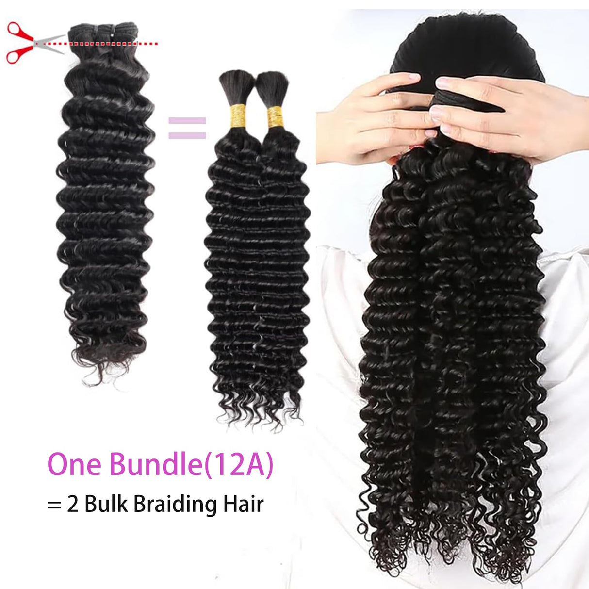 Chikamlty Deep Wave Bundles Human Hair 16 18 20 Inch Deep Curly Bundles 12A Grade 100% Unprocessed Brazilian Virgin Hair Wet and Wavy Bundles Double Weft Natural Black Color
