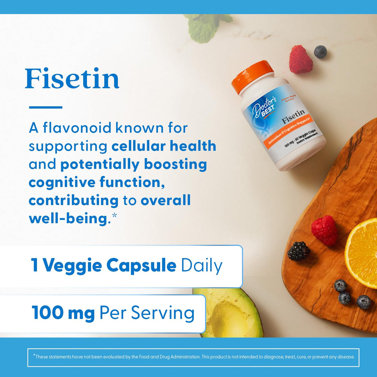 Doctor's Best Fisetin with Novusetin, Non-GMO, Vegan, Gluten & Soy Free, 100 mg, 30 Count