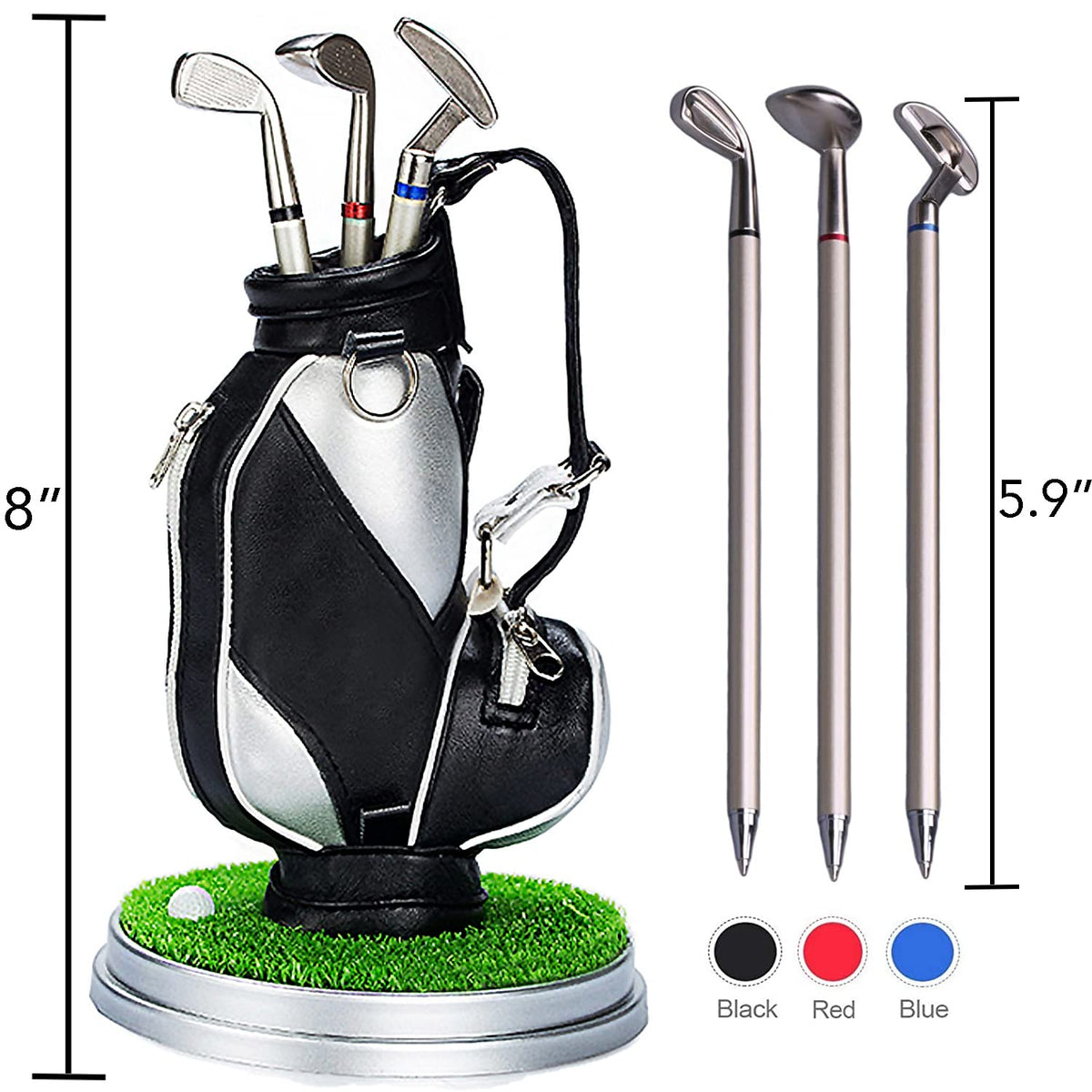 Jishi Golf Gifts for Men Golf Pen Holder Stocking Stuffers for Adults Men Golfers, Funny White Elephant Gifts for Adults Useful Unique Office Supplies Desk Accessories Decor Gadgets for Boss Dad Women