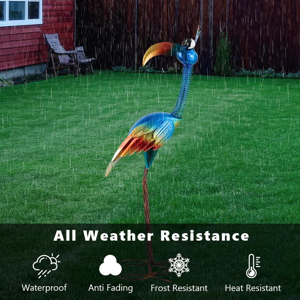 DREAMSOUL 30" Tall Bird Garden Statues Metal Standing Bird Outdoor Statues, 3D Funny Statue for Garden Patio Lawn