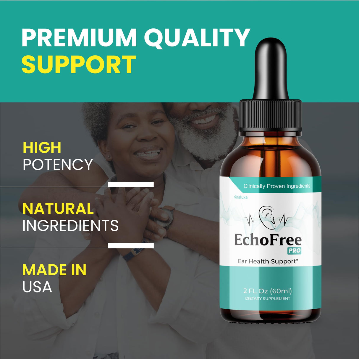 Echo Free Tinnitus Drops - EchoFree Ear Tinnitus Relief for Ringing Ears, Ecofree Liquid Supplement Drops Ear Ringing Health Support Treatment, Eco Eardrops Advanced Vitamin Formula Review (2oz/60ml)