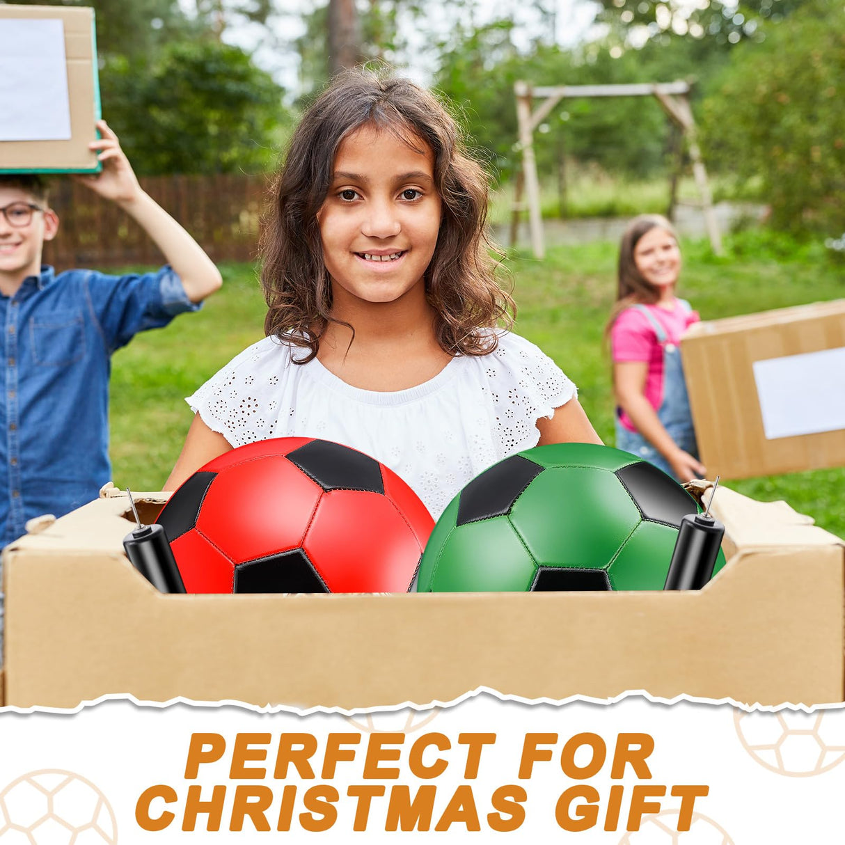 Glimin 12 Pack Operation Christmas Bulk Items Soccer Ball with Pump Needles, Official Size 3/4/5 Soccer Ball Deflated Gift for Christian Charity Donation Training Practice(Multicolor,Size 5,Cute)