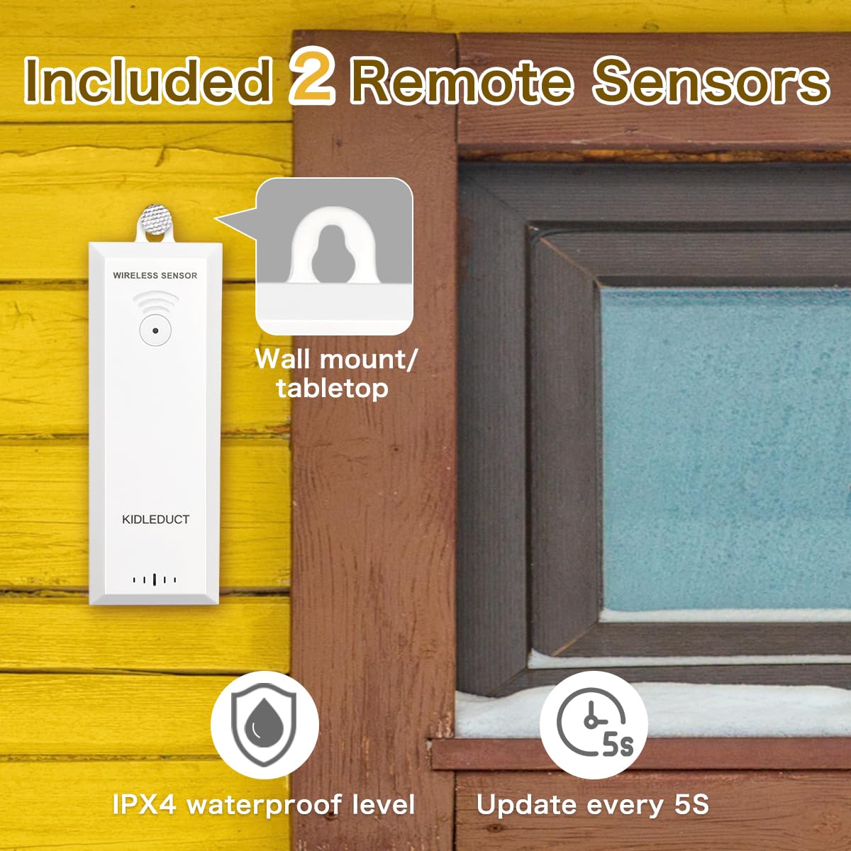 KIDLEDUCT Indoor Outdoor Thermometer Wireless Battery Powered, High Precision Inside Outside Humidity Temperature with Alert, Backlight Weather Thermometers with 2 Sensors, 330ft Wireless, White