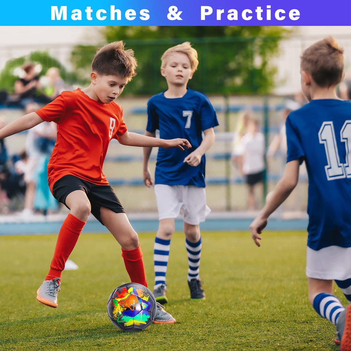 Champhox Size 4 Soccer Ball, Soccer Balls for Boys Youth Size 4 Soccer Balls for Kids Soccer Players Long-Lasting Construction Skill Practicing Gifts Christmas Birthday Back to School