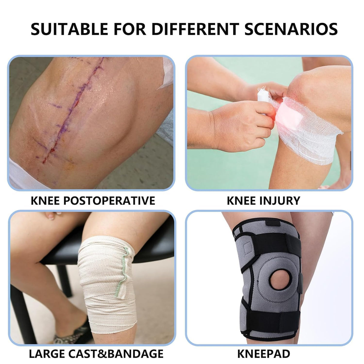 Divvsck Waterproof Knee Cast Cover for Shower, Watertight Cast Bag, Reusable, Shower Protector for Knee Replacement Surgery, Wound, Burns (L)