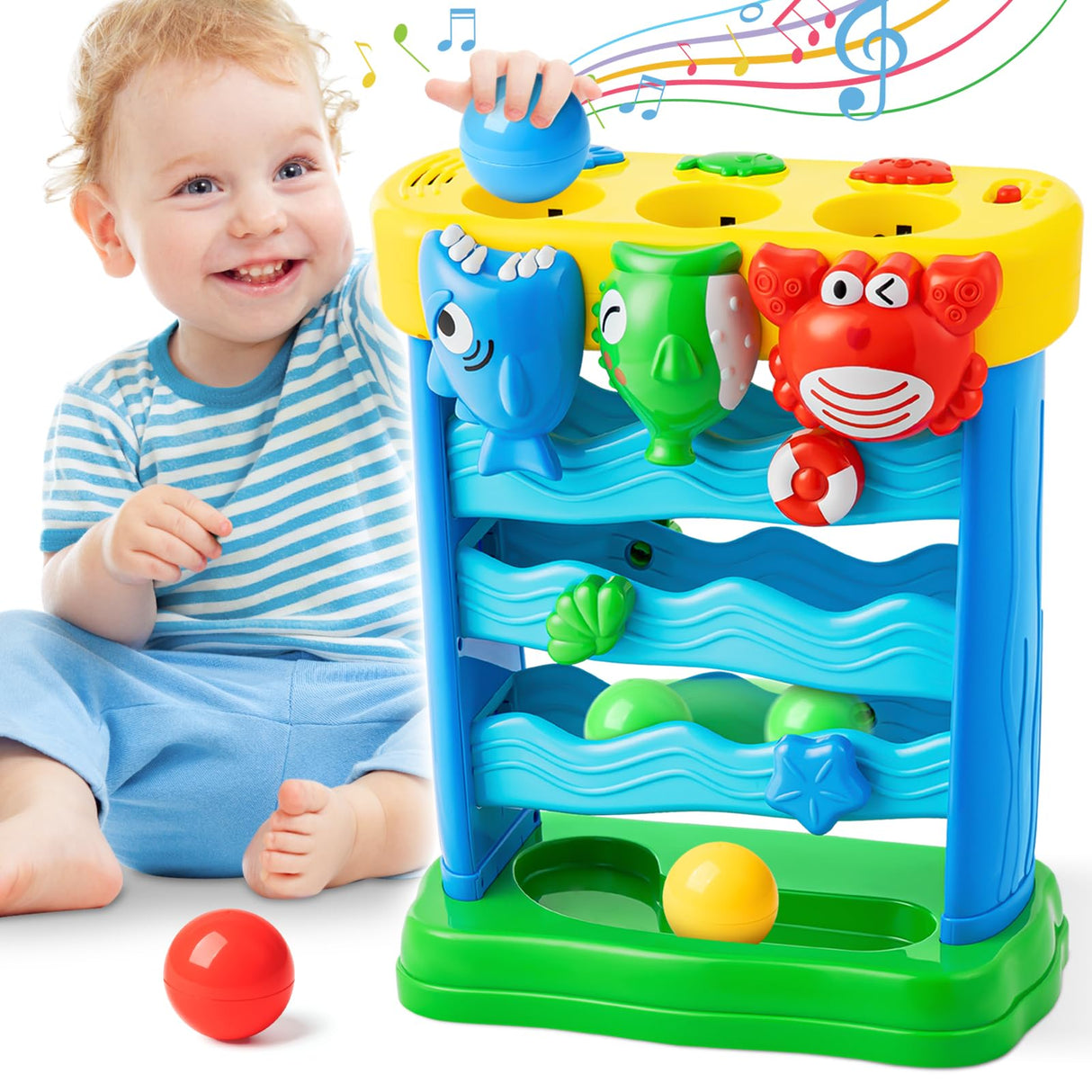 V-Opitos Musical Toys for 1, 2 Years Old Boys & Girls, Feeding Interactive Toys for Baby 12-18 Months, Montessori Education Toys, Perfect Toddler Christmas Birthday Gifts