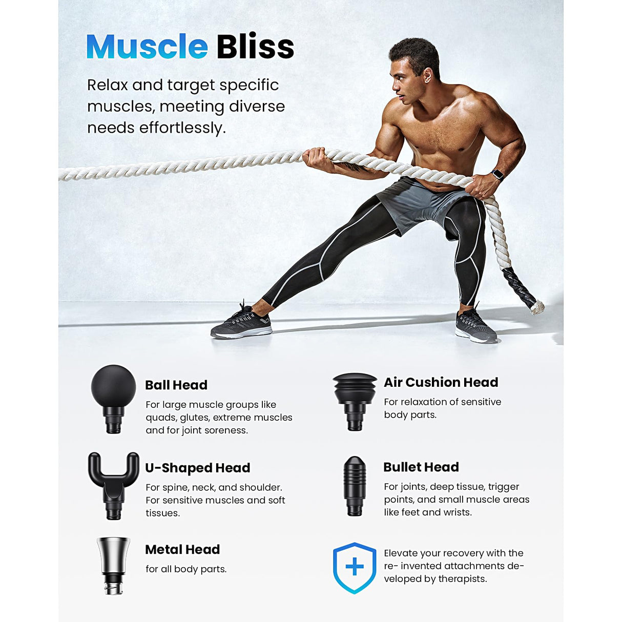 BOB AND BRAD C2 Max Massage Gun with Metal Head, Massager Gun Deep Tissue, Electric Back Massagers for Professional Athletes Home Gym, Muscle Massage Gun, FSA and HSA Eligible