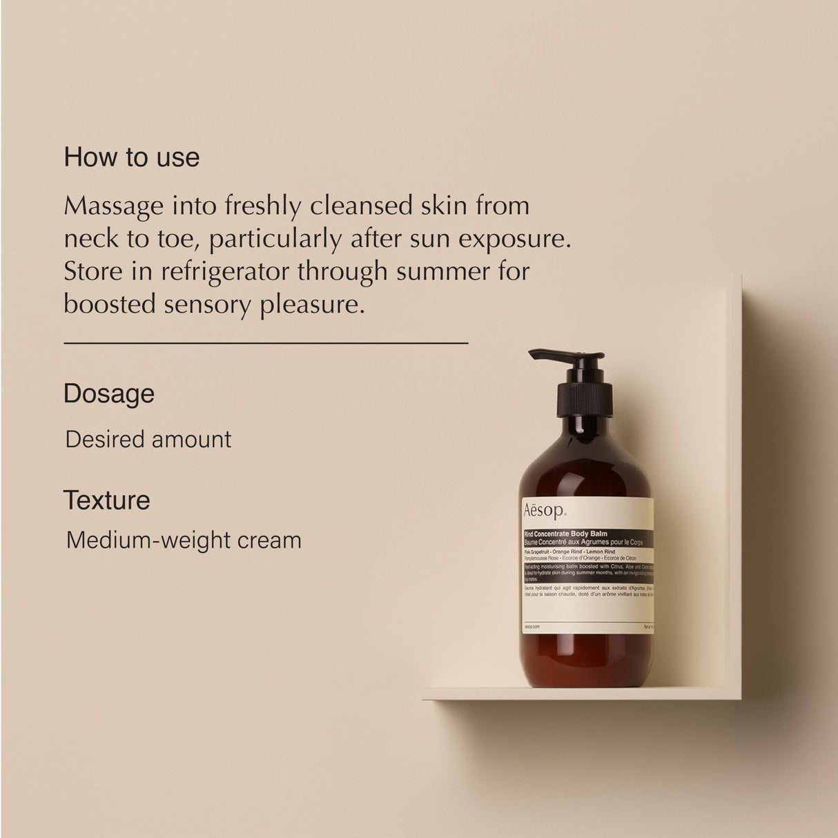 Aesop Rind Concentrate Body Balm | Soften & Smooth Skin | Uplifting Citrus Aroma & Nourishing Nut Oil Extracts | 16.9 oz / 500 mL