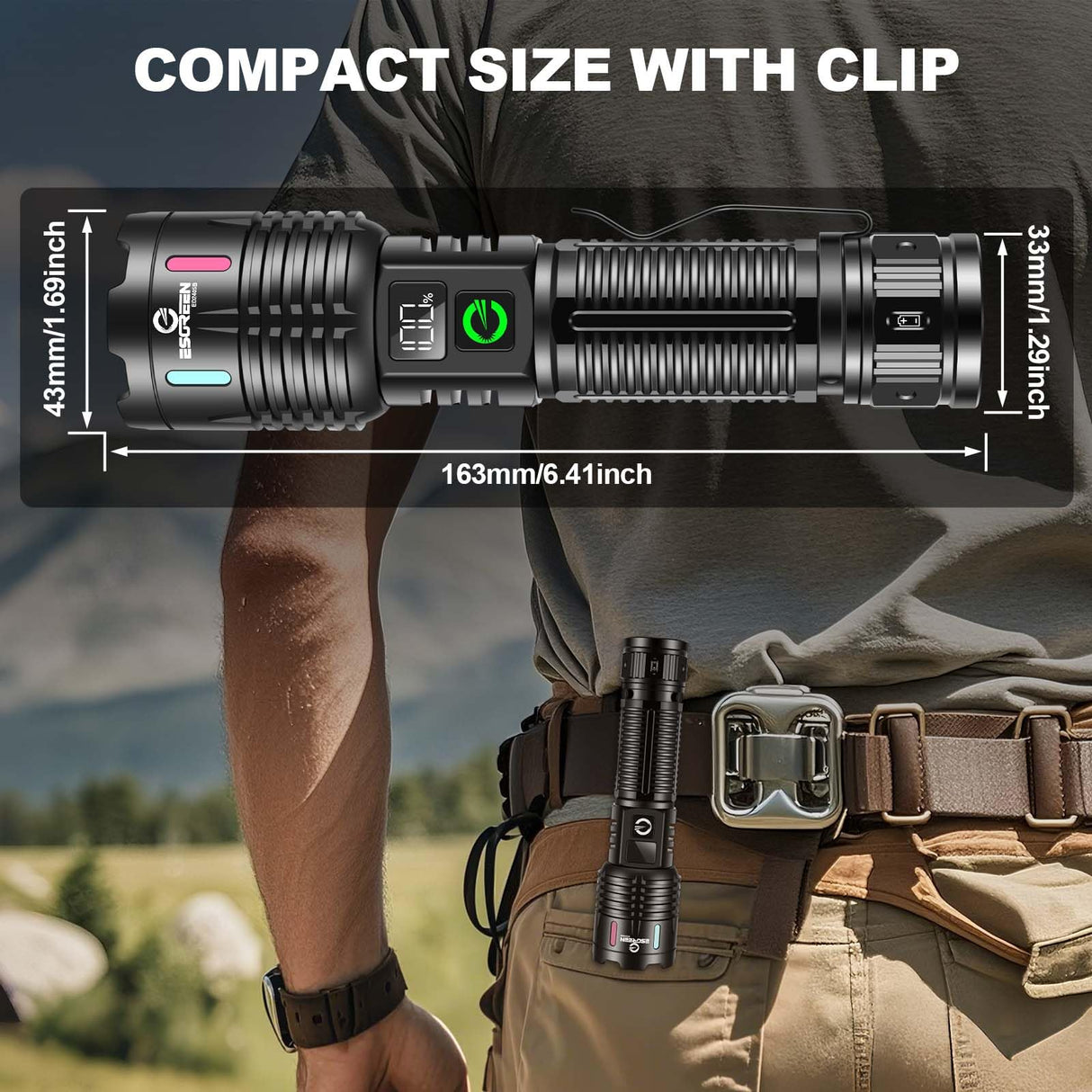 Esgreen Rechargeable Flashlights High Lumens 100000 Single 2 Modes, Super Bright LED Flashlight USB C Long Distance 3280ft, Powerful Long Lasting 10H Heavy Duty Strong Flash Light for Camping Hiking