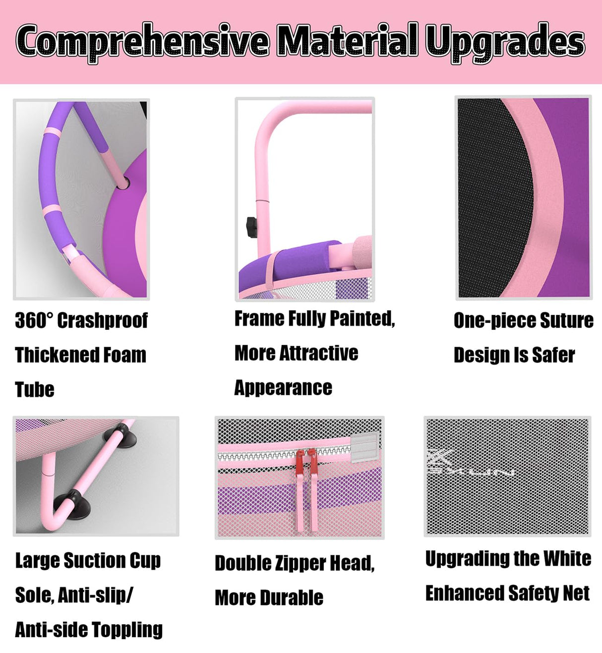 LANGXUN 60" Trampoline for Kids, 5ft Toddler Mini 6-in-1 Trampoline Indoor Outdoor with Swing, Basketball Hoop, Dart Board, Rings, Christmas Toys Birthday Gifts for Girls Boys