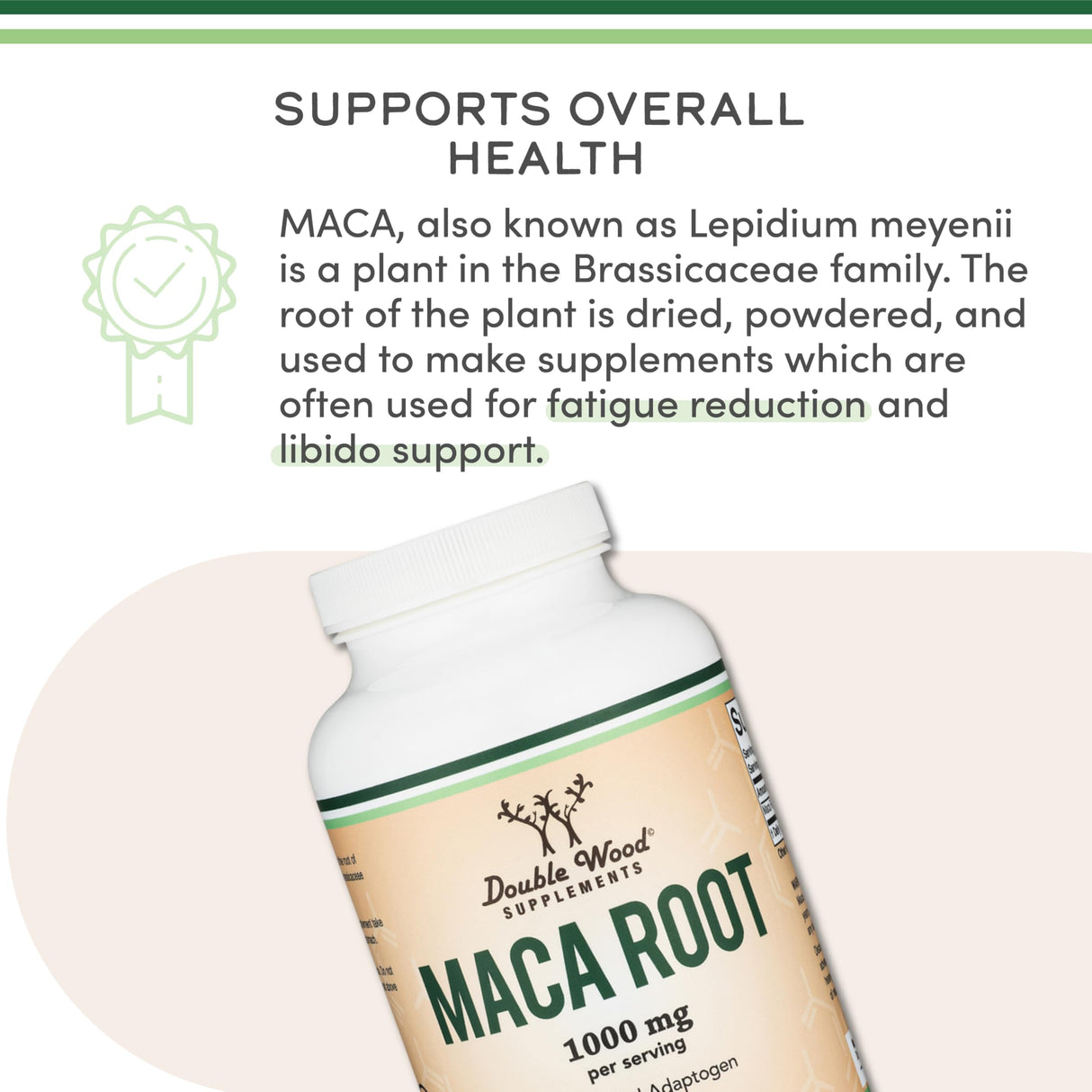 Maca Root Capsules for Women and Men, 300 Count (1,000mg of Black, Red, Yellow Maca Powder per Serving) Grown in Peru (for Energy, Performance, Motivation) by Double Wood