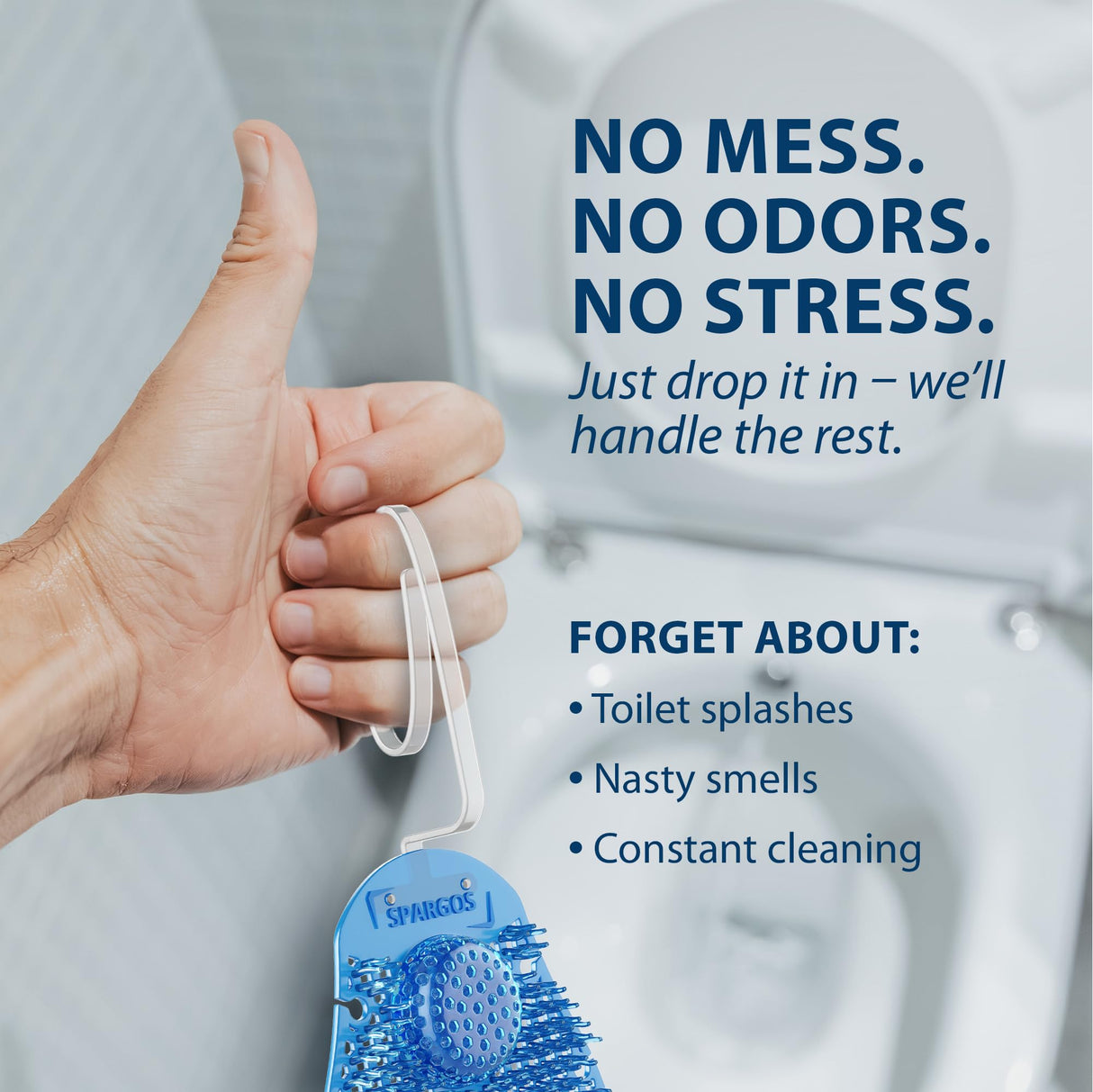 Spargos 12-Pack Rim Hanger Toilet Bowl Cleaner & Urinal Screen All-in-One | Ocean Breeze Splash Guard | Each Lasts 14 Days (5-Month Supply) | Commercial & Home Deodorizer | Gloves Included