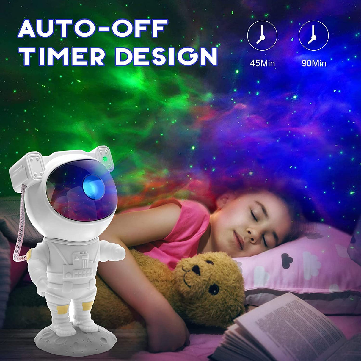 SFOUR Astronaut Galaxy Projector Night Light,Lights for Bedroom,Kids Room Decor Aesthetic, Adjustable Head Angle,Gift for Kids Adults Home Party Ceiling Decor,Christmas Gift