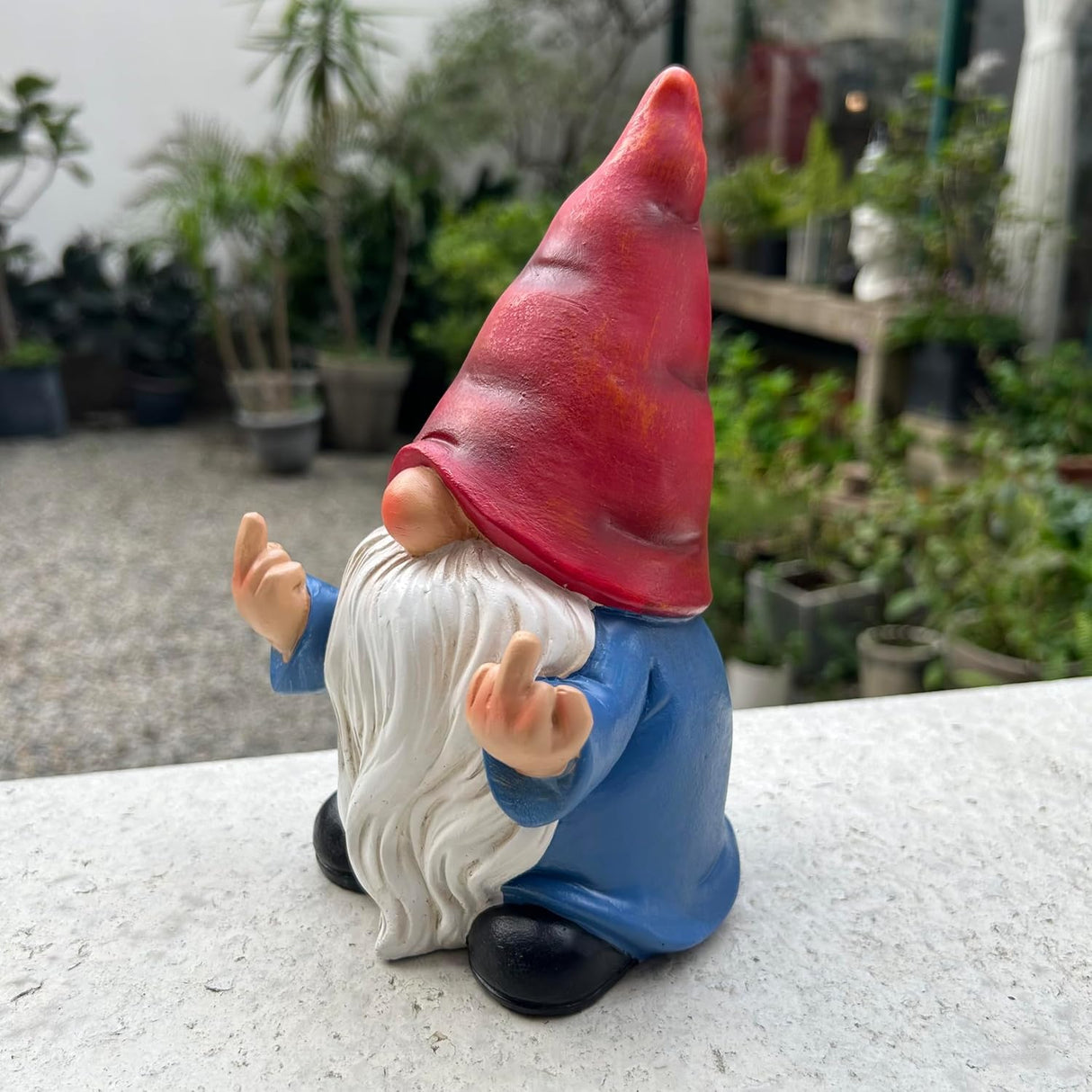 Middle Finger Gnome Statue 7.8in, Naughty Garden Gnome Statue Decoration and Lawn Ornament - Funny Garden Gnomes for Outdoor or Home Decor