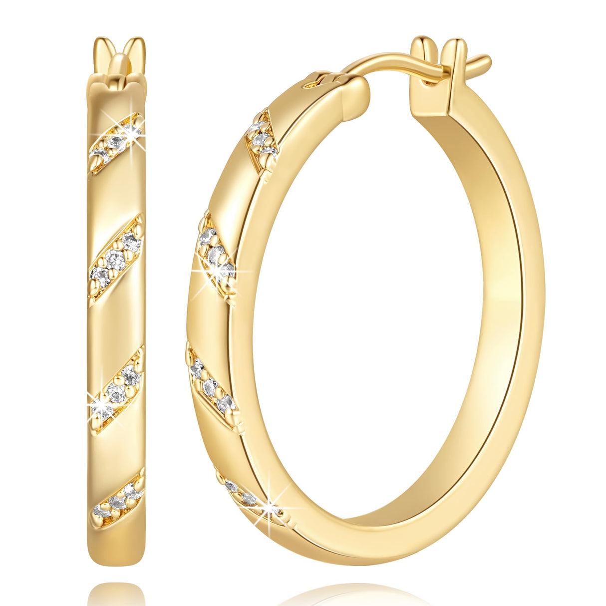 ELEBEST Gold Hoop Earrings for Women 14K Gold Earrings for Women 25mm
