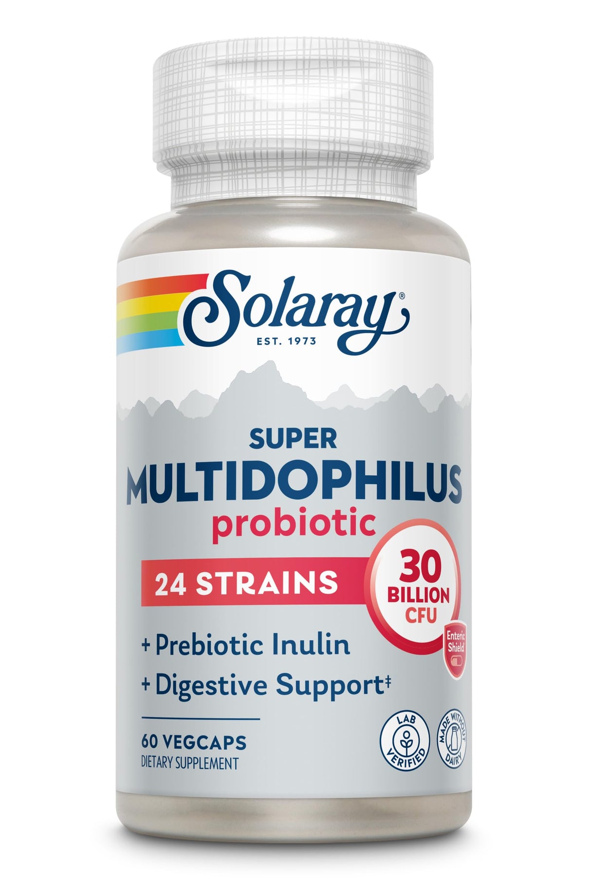 SOLARAY Super Multidophilus 24 Strain Probiotic | 30 Billion CFU | Healthy Gut Support | 30 Serv | 60 Enteric VegCaps