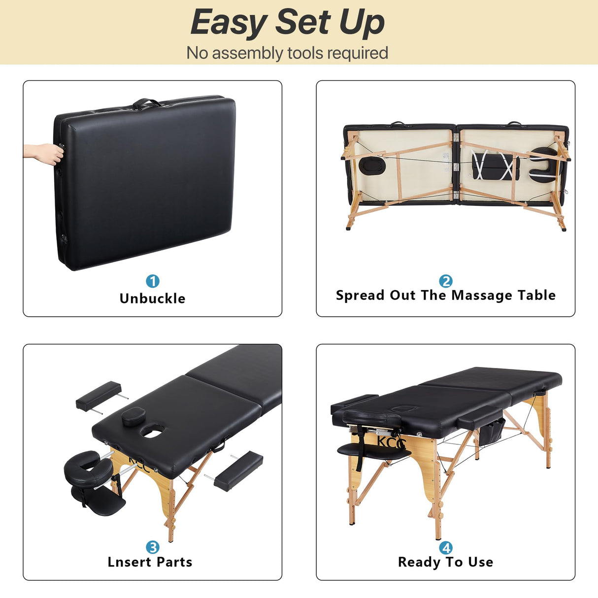 KCC Memory Foam Massage Table Premium Portable Foldable Massage Bed Height Adjustable, 84 Inches Long 28 Inchs Wide Home Salon Spa Bed Tattoo Table with Accessories &Carrying Case, Easy Set Up