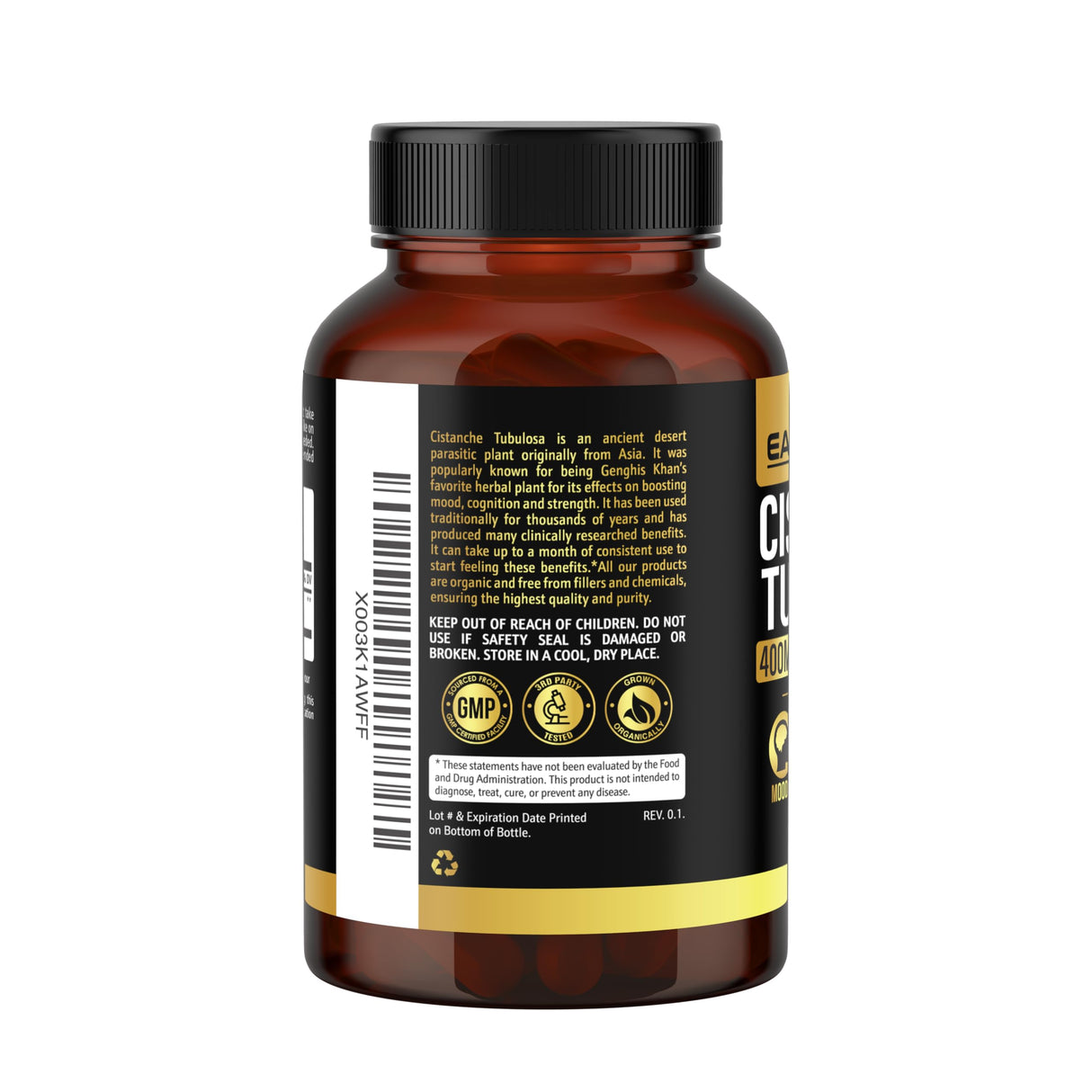 Earth Elixir Cistanche Tubulosa 400 mg (180 Capsules) 3 Months Supply – Made in USA - 3rd Party Tested - Cistanche Supplement - Zero Fillers - Max Purity - Nootropics - 100% Pure Cistanche Herb