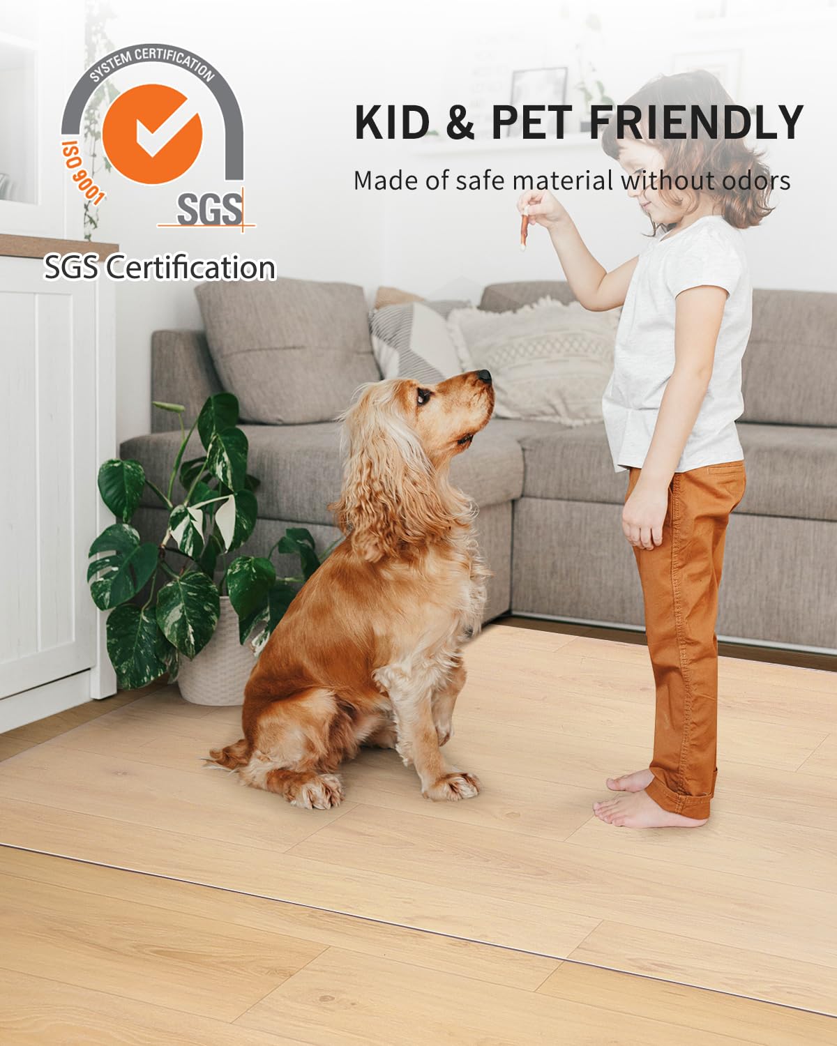 FURKIT Area Mat for Hard Floors, 5'×7' Transparent PVC Area Rug for Home, Waterproof Durable Protector for Dining Room, Kitchen, Living Room, Large No-Slip Baby Play Mat for Floor, Pet Litter Pad