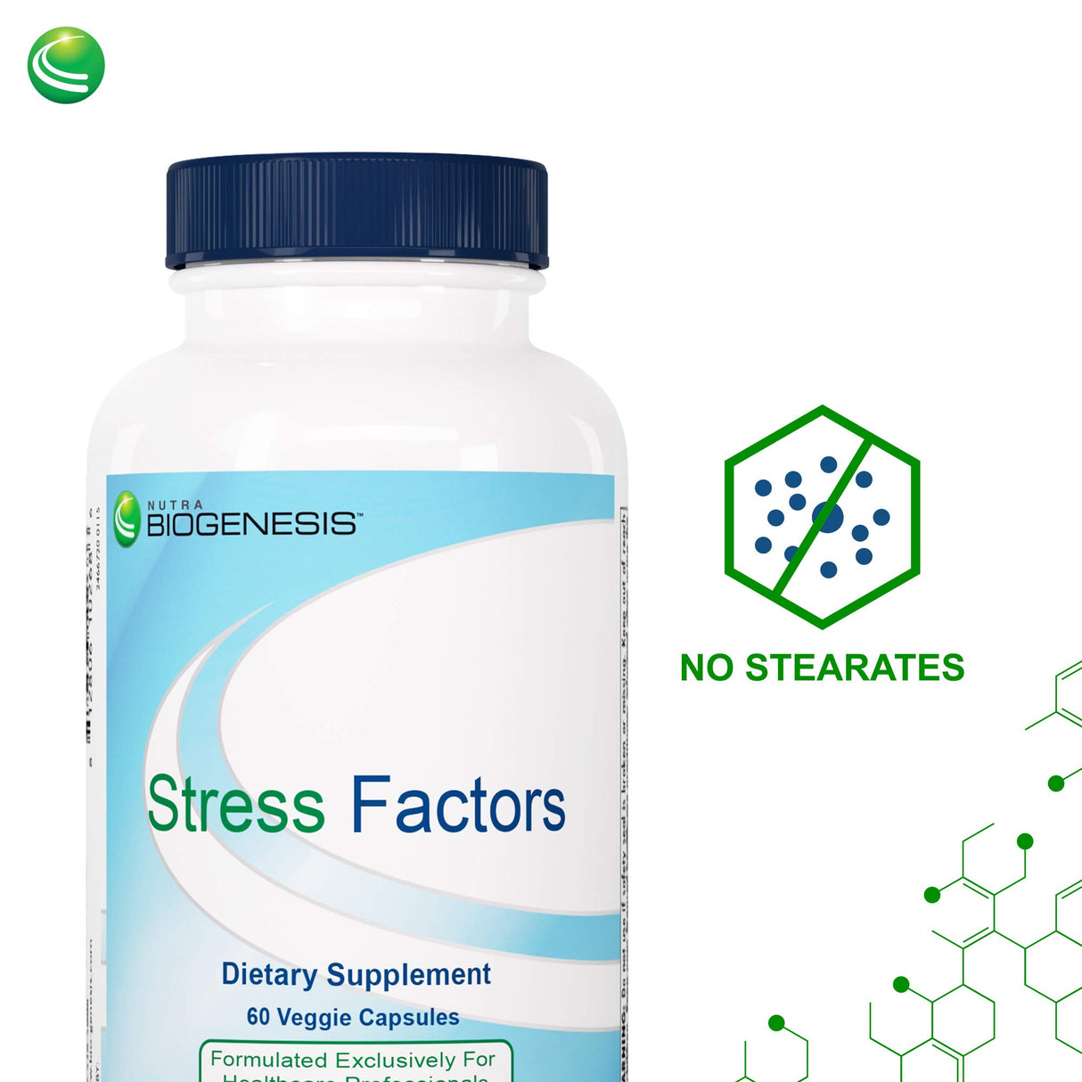 Nutra Biogenesis Stress Factors - GABA Supplements for Women & Men, L Theanine Calm Relaxation Support for Adults, 100mg L-Theanine & 25mg GABA Per Pill - 60 Veggie Capsules