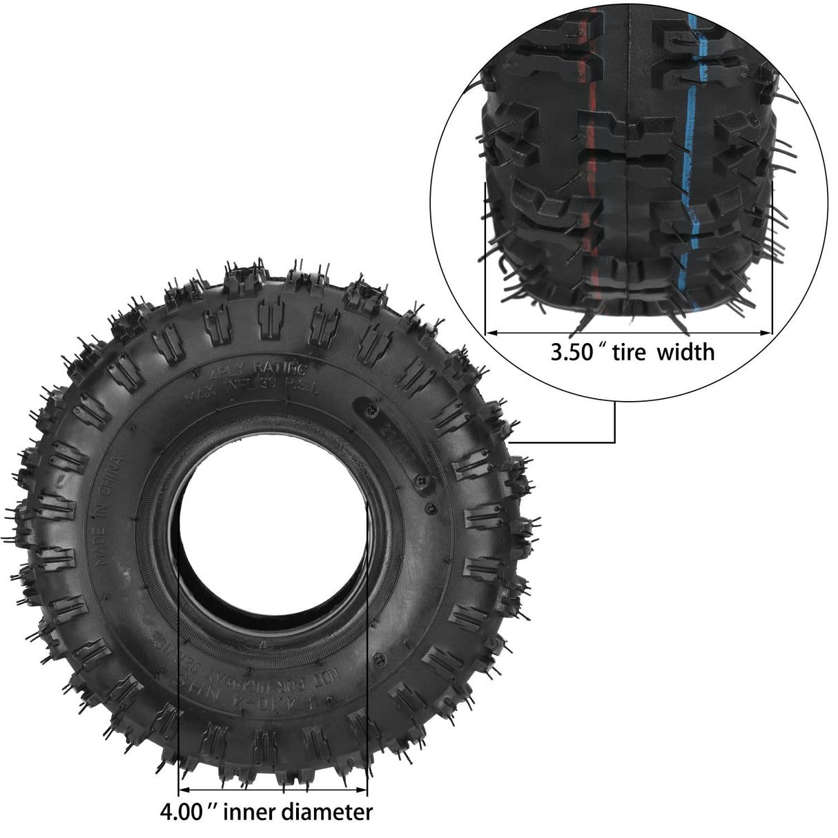 GREHUA 4.10-4 Tire and Tube Set for Lawn Mower Snow Blower Generator Parts