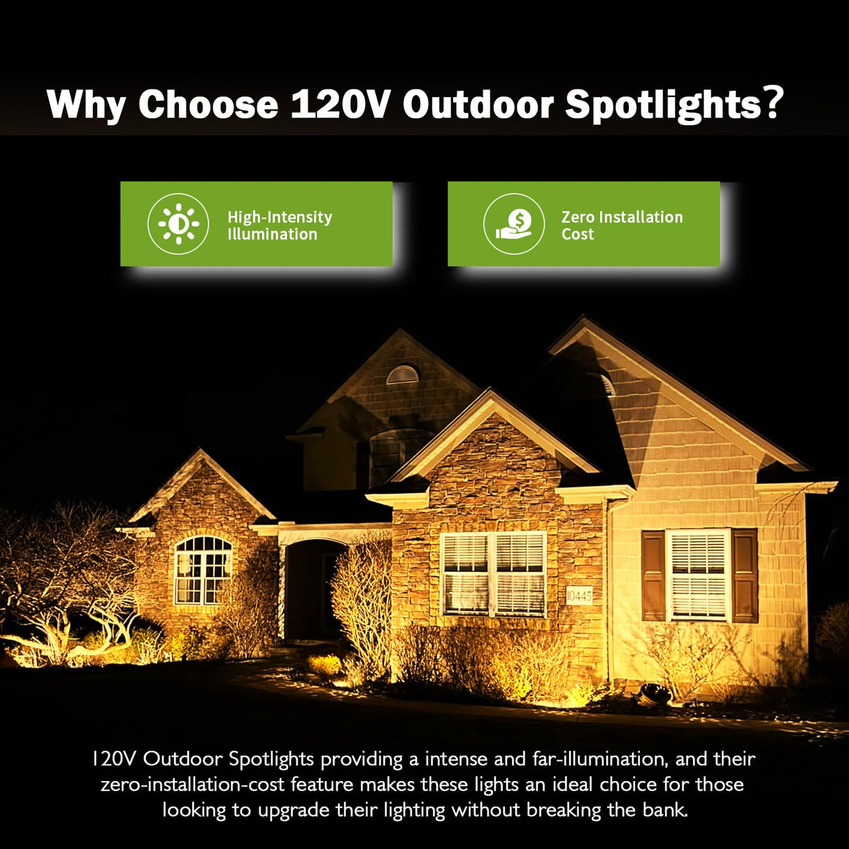 REEGOLD Outdoor Spotlight Warm White 2700K, 10W LED Spot Lights Outdoor for Yard Garden Tree, 120V Plug in Landscape Lighting with IP65 Waterproof for Halloween Christmas Decor, 4 Pack