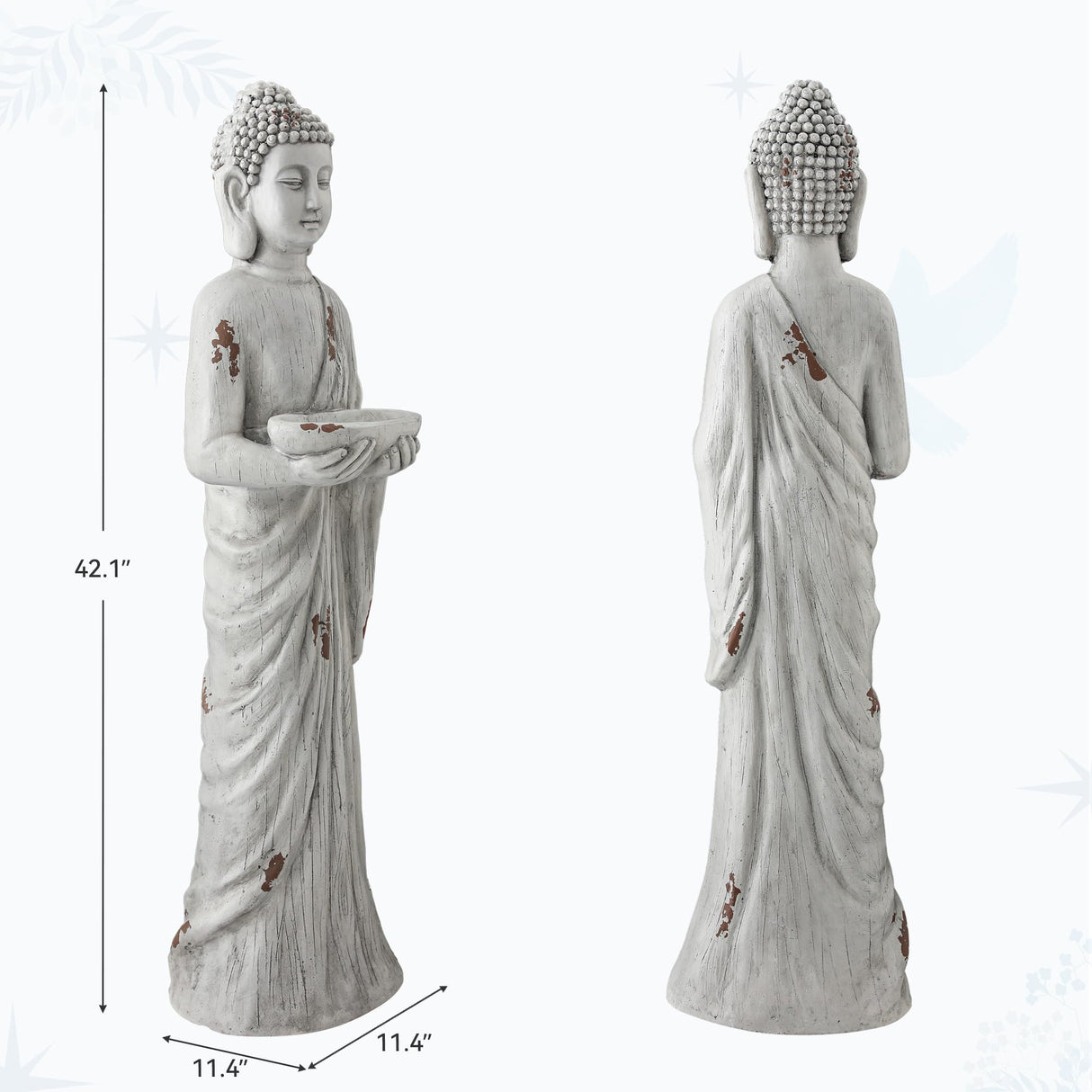 Ultym 42" Buddha Outdoor Statue with Birdfeeder, Extra-Large Buddha Figures