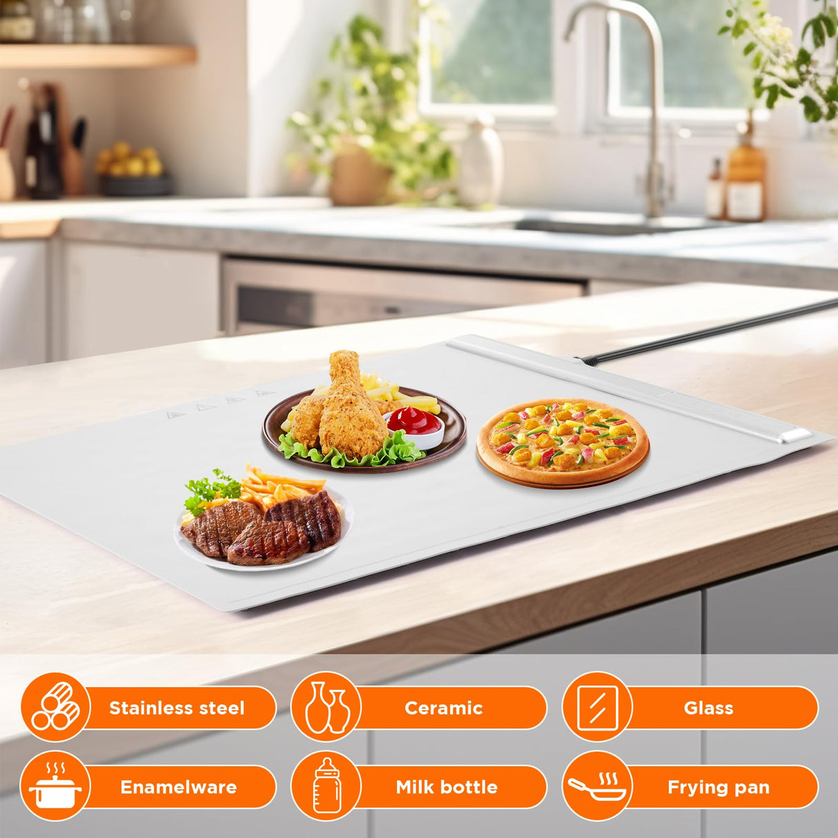 Warming Mat for Food, Food Warming Mat,White Elephant Gifts,Portable Electric Warming Tray for Food,with 3 Temperature Settings,Food Warmer for Buffet Party, Sabbath, Gatherings, Daily Use
