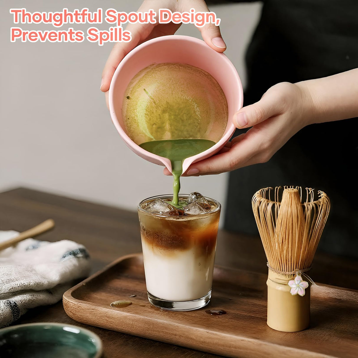 TUFGAM Matcha Whisk Set, Birthday Gifts for Women Mom Her, 8PCs Ceremony Matcha Tea Kit, 18OZ Matcha Bowl with Spout, Whisk, Bamboo Scoop, Sifter, Tea Towel, Ideal Gift for Christmas, Wedding