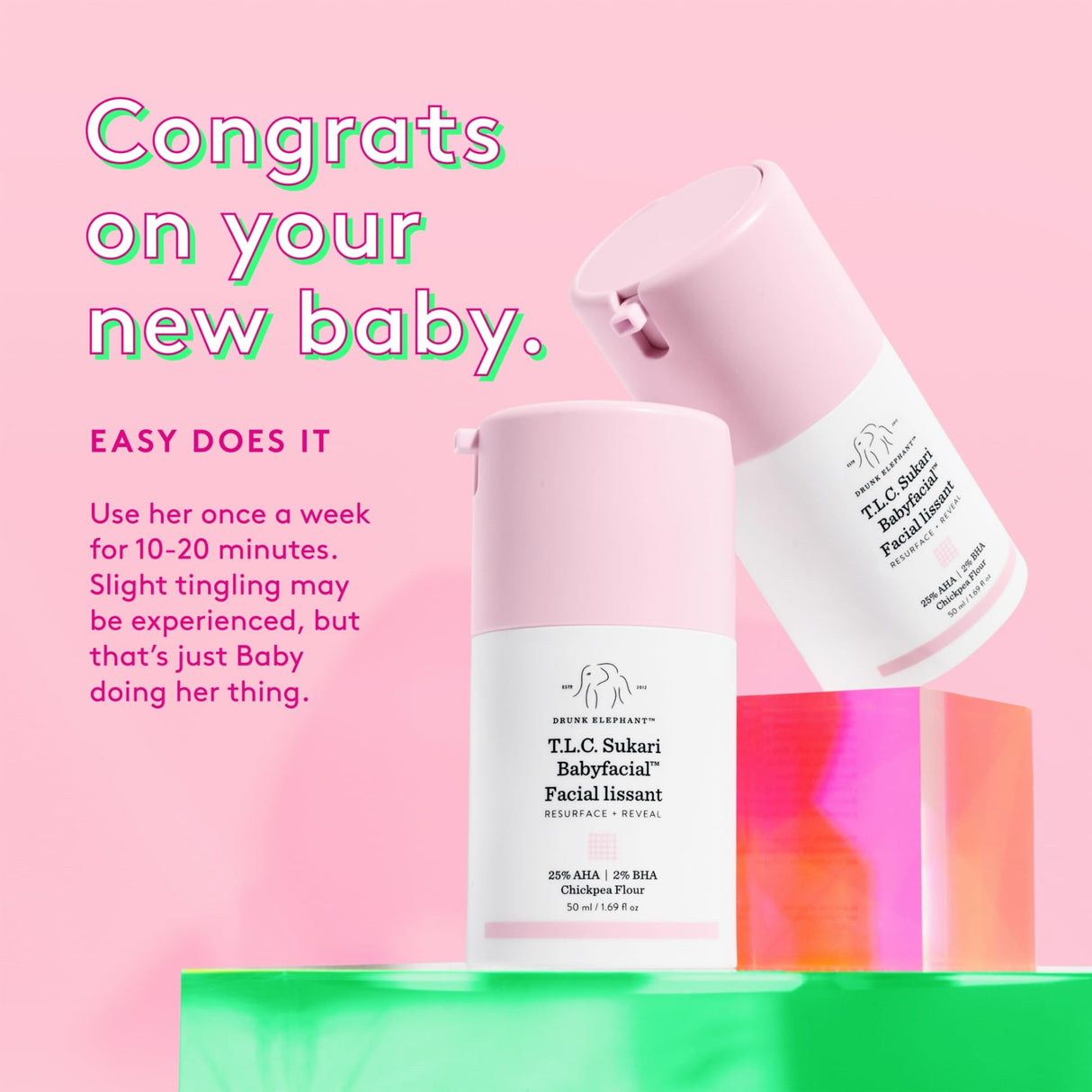 Drunk Elephant T.L.C. Sukari Babyfacial - 50 ml/1.69 fl oz - Exfoliating Face Mask - Clean Clinical Skincare - Cruelty-Free - Dermatologist-Tested - Free of Essential Oils, Silicones, and Fragrance
