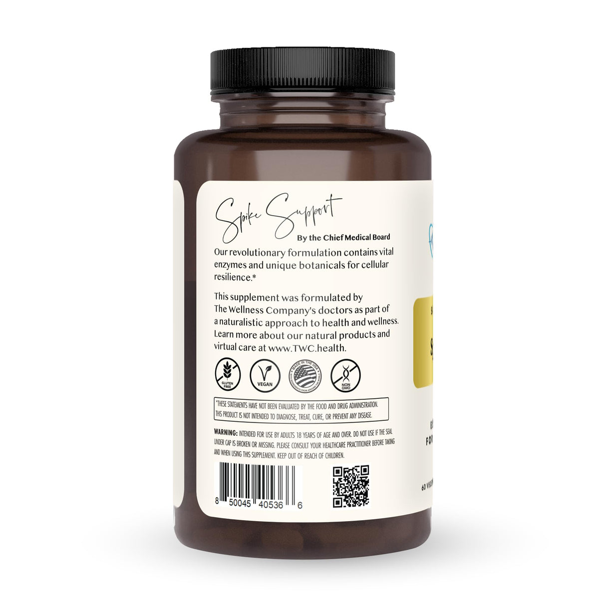 The Wellness Company Spike Support | 60 ct (1 Month Supply) | with Nattokinase, A Proteolytic Enzyme for Fibrinolytic (Anti-Clotting) | Non-GMO, Vegan, Gluten Free | for Year-Round Immune Support