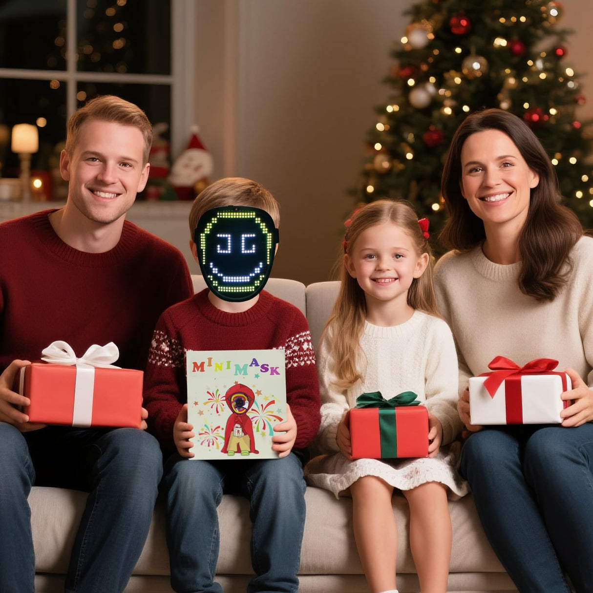 JDBMAOYE Led Mask For Kids,Lighted Up Mask - Led Masks With Gesture Sensing For Halloween Costume Christmas Cosplay Party Cool Gifts